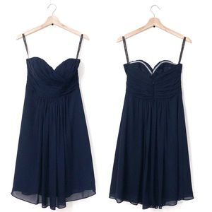 Bill Levkoff Navy Chiffon Bridesmaid Dress
